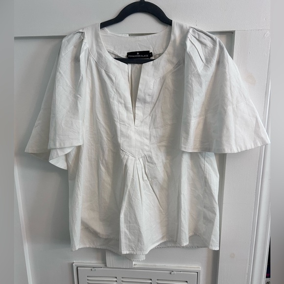 TUCKERNUCK - POMANDER PLACE White Finley Flutter Sleeve Top small - Picture 2 of 6
